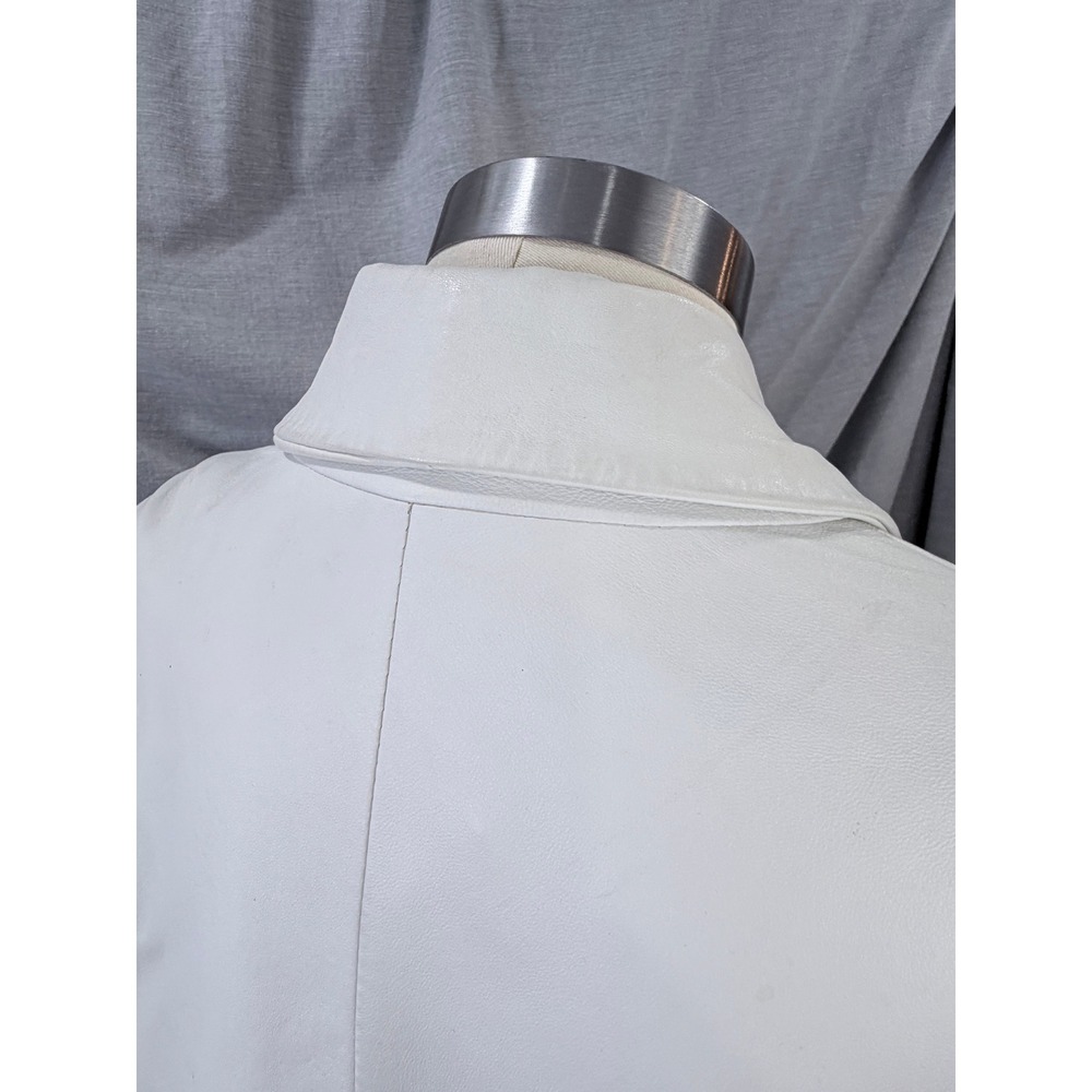 Terry Lewis Classic Luxuries White Genuine Leather Long Coat Size 1X - Picture 12 of 13